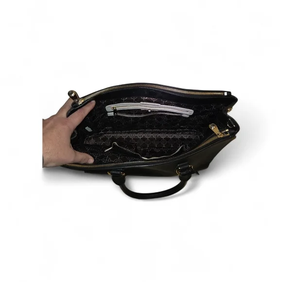 henri bendel Black Leather Tote with Gold Hardware - Picture 6 of 9